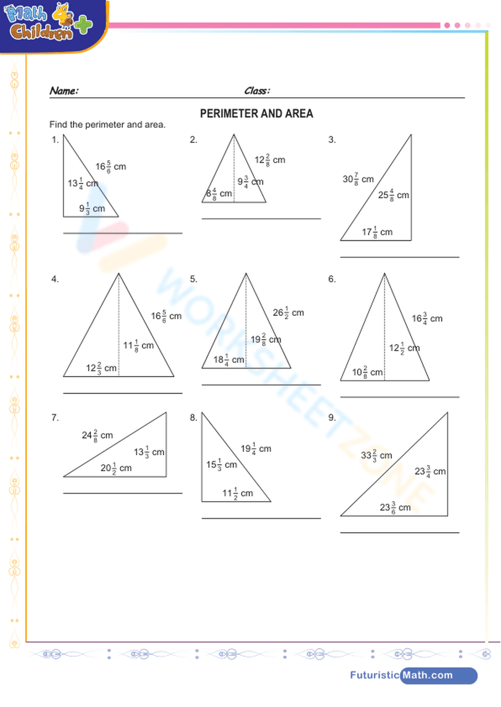 Areas and perimeter of triangles - Page 1