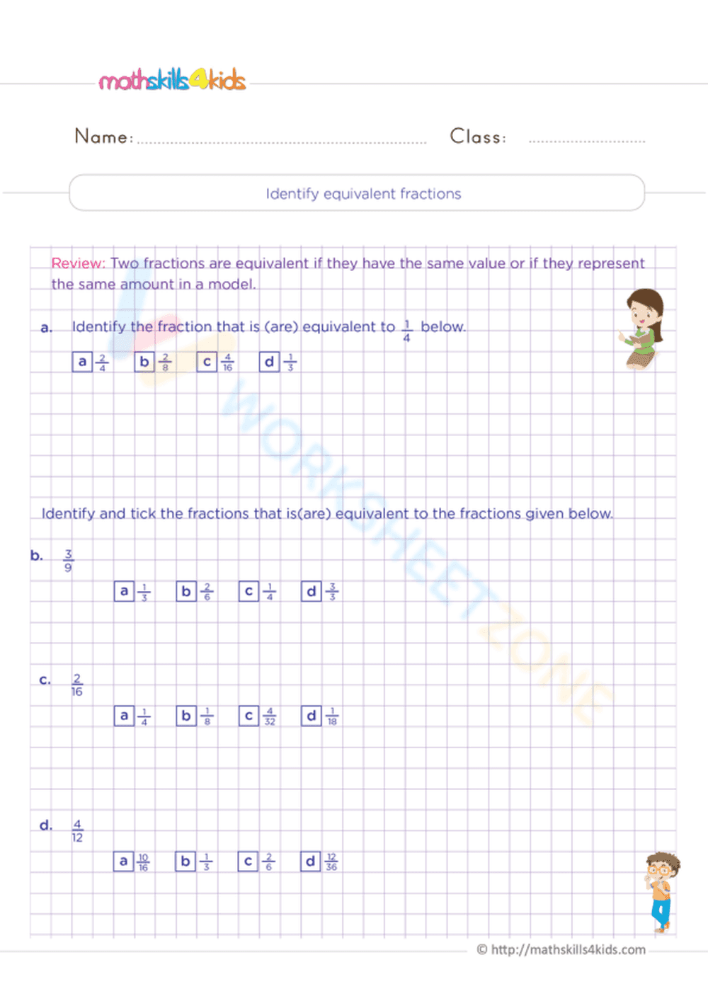 ldentify equivalent fractions - Page 1