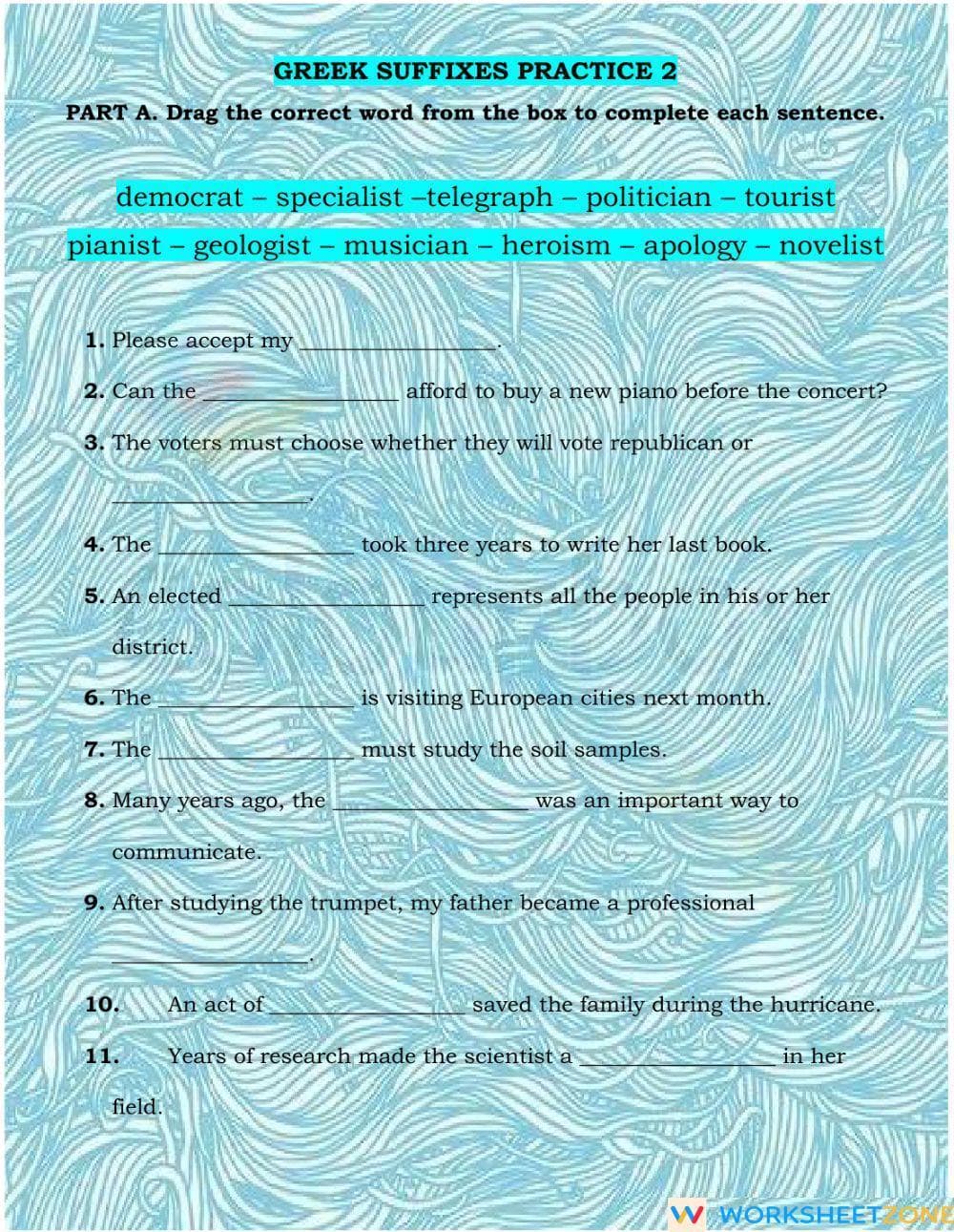 Greek Suffixes Practice 2 - Page 1