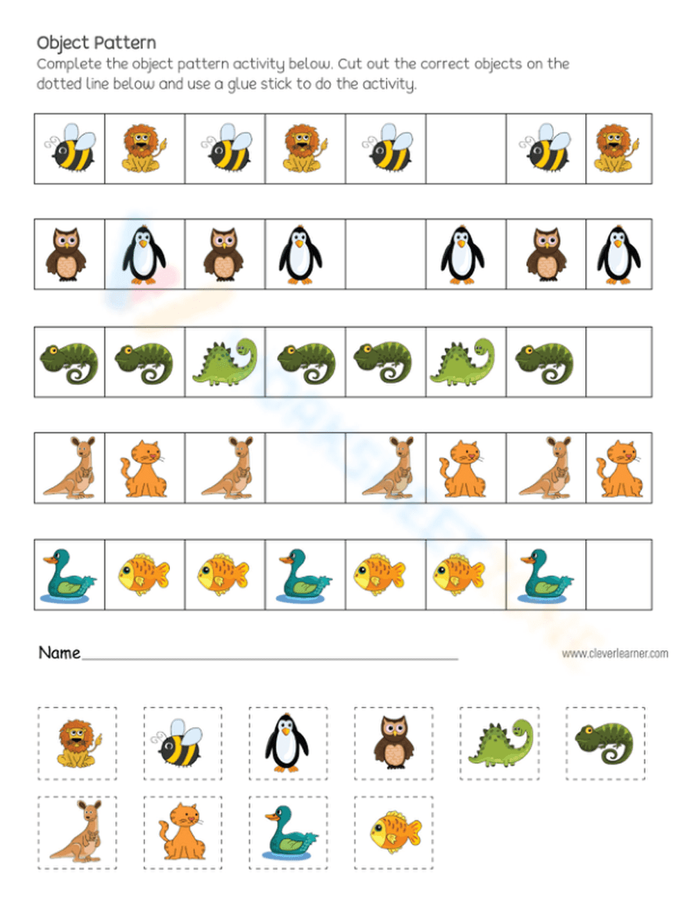 Object pattern worksheets - Page 1