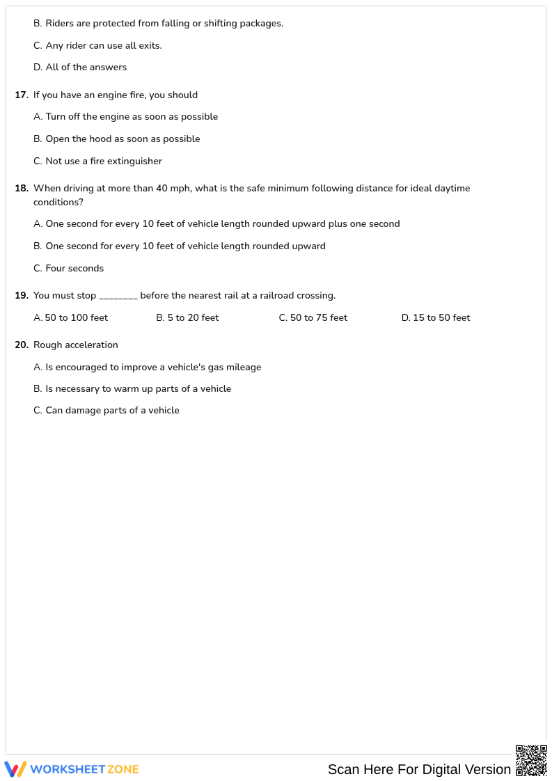 Free printable Michigan CDL Passenger Vehicles worksheet part 2 - Page 3