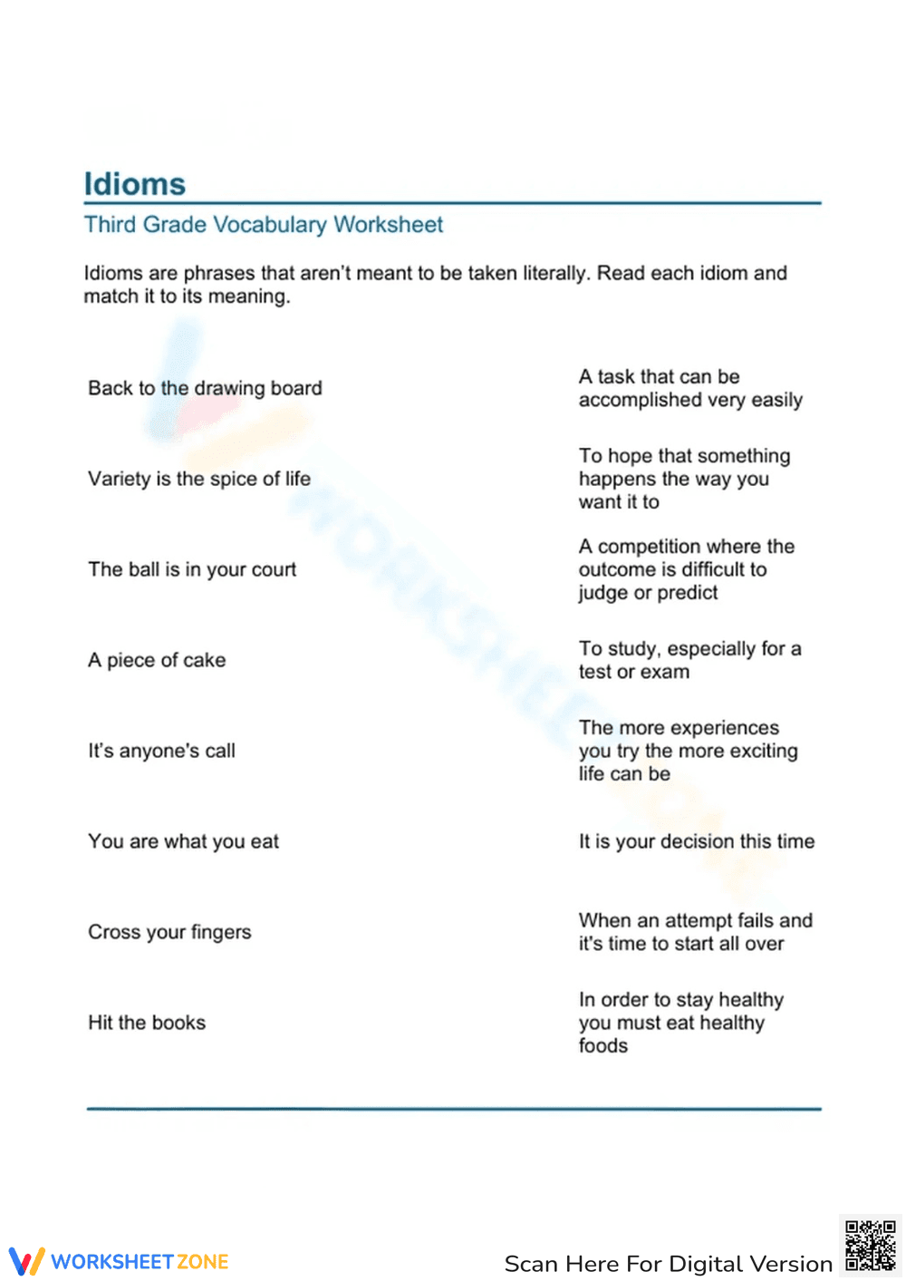 Learn Idioms: Fun Matching Activity - Page 1