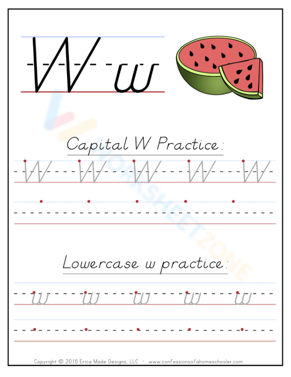 Letter Ww Handwriting Practice - Page 1