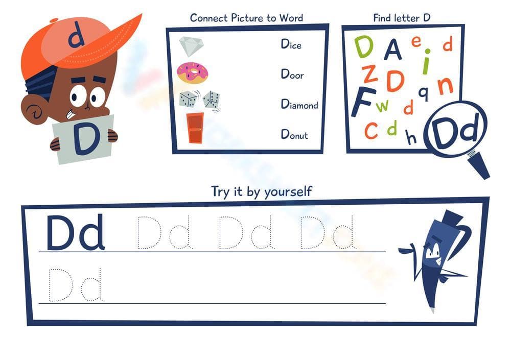 Free Printable Letter D Worksheet - Page 1