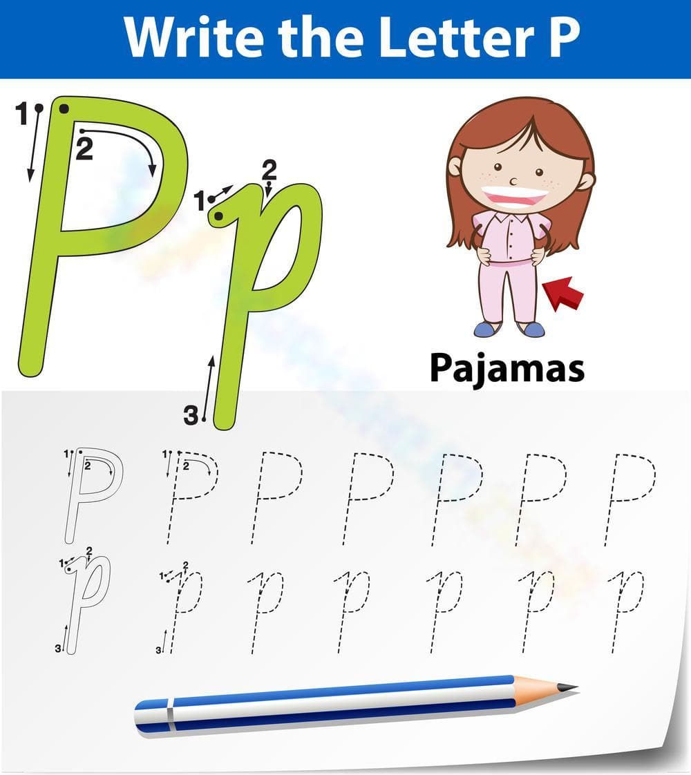 Practice Tracing Letter P for Pajamas - Page 1