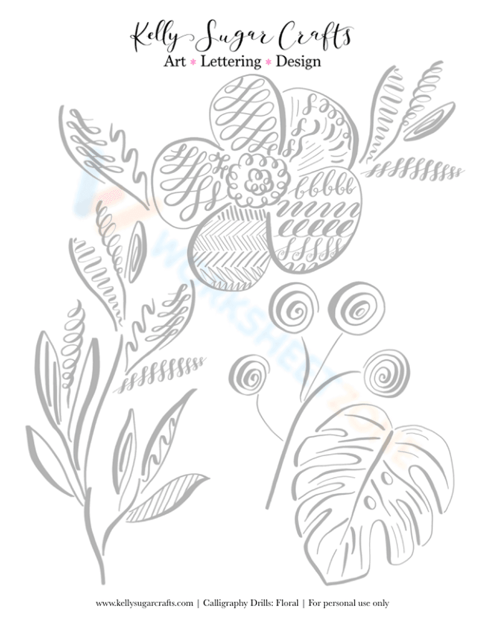 Floral Calligraphy Drills - Page 1