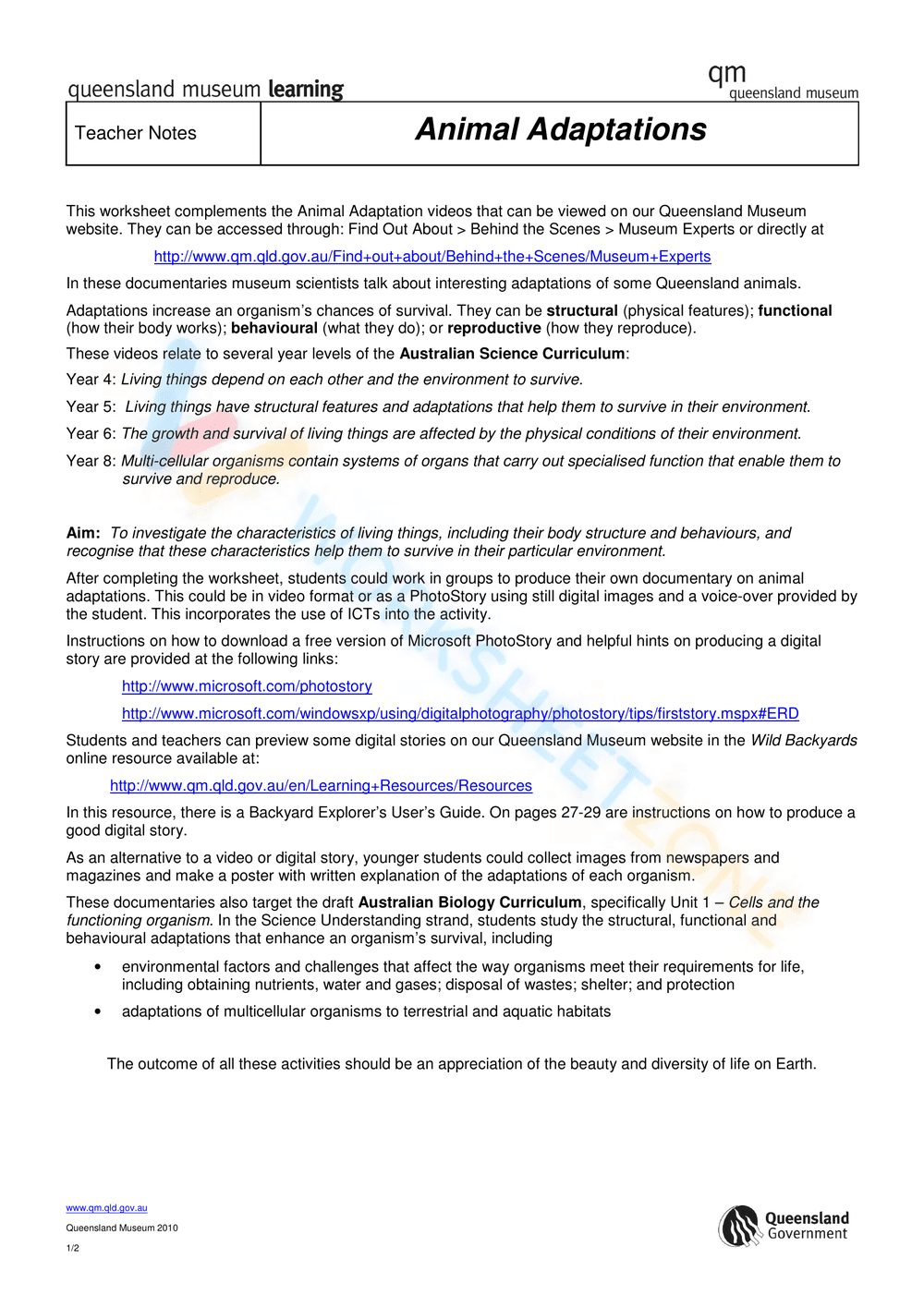 Animal Adaptations - Page 1