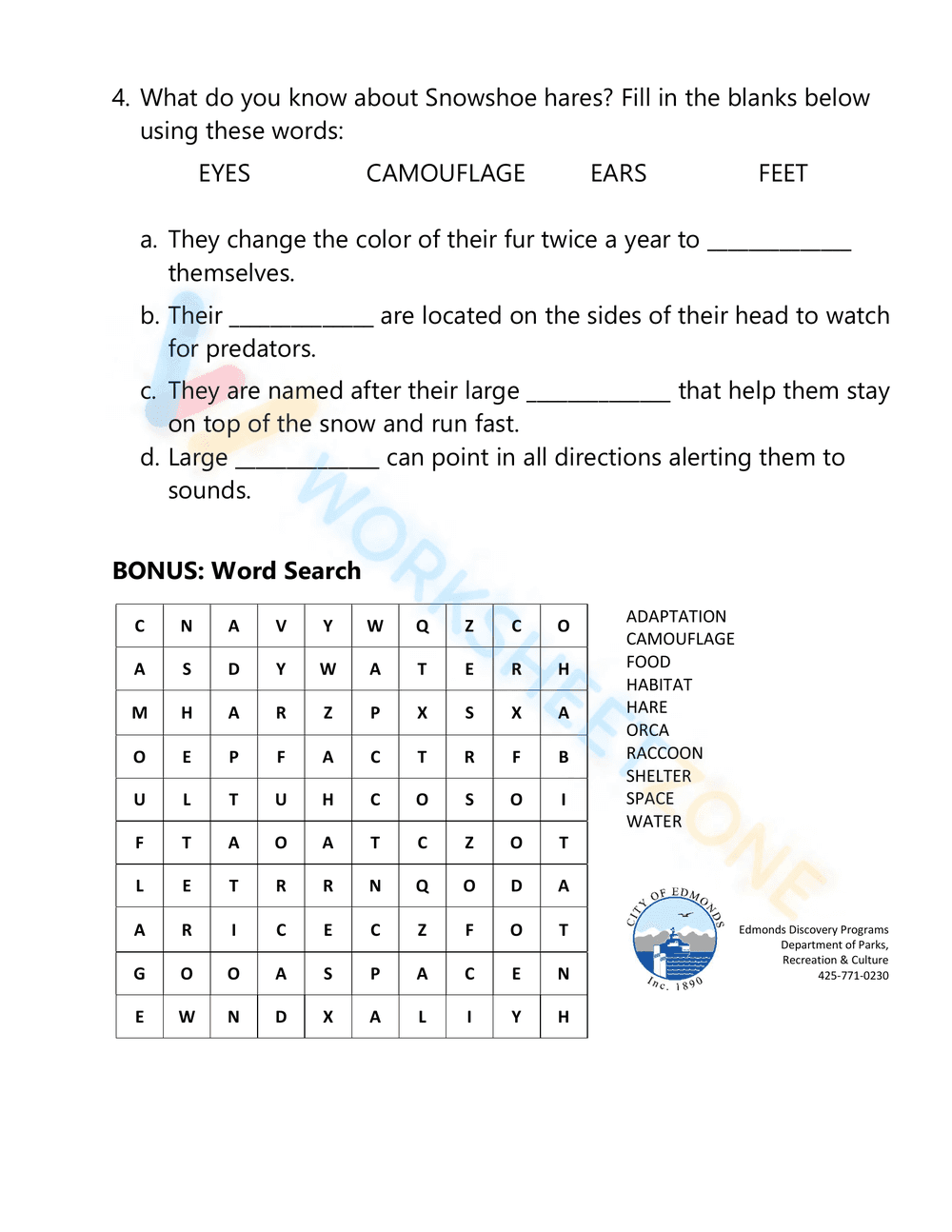 Animal Adaptations Worksheet - Page 2