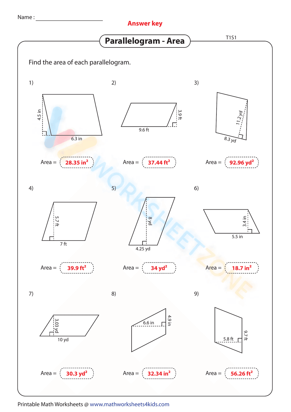 Area of a Parallelogram 1 - Page 2