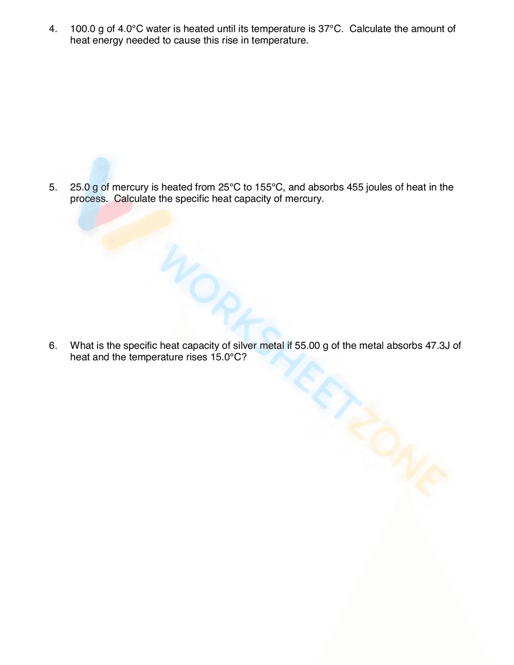Calculate Specific Heat with this Comprehensive Worksheet - Page 2