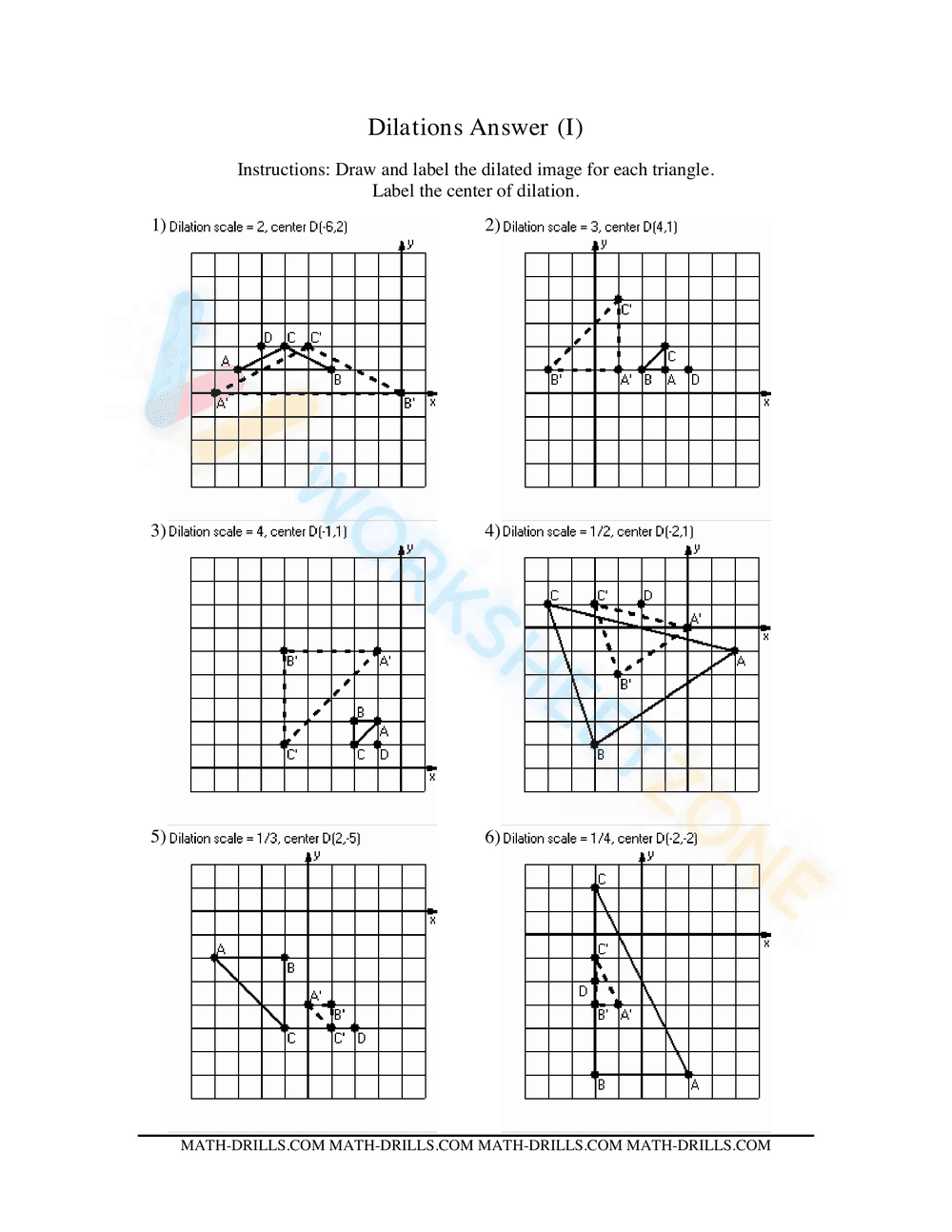 Geometry Worksheet -- Dilations - Page 18