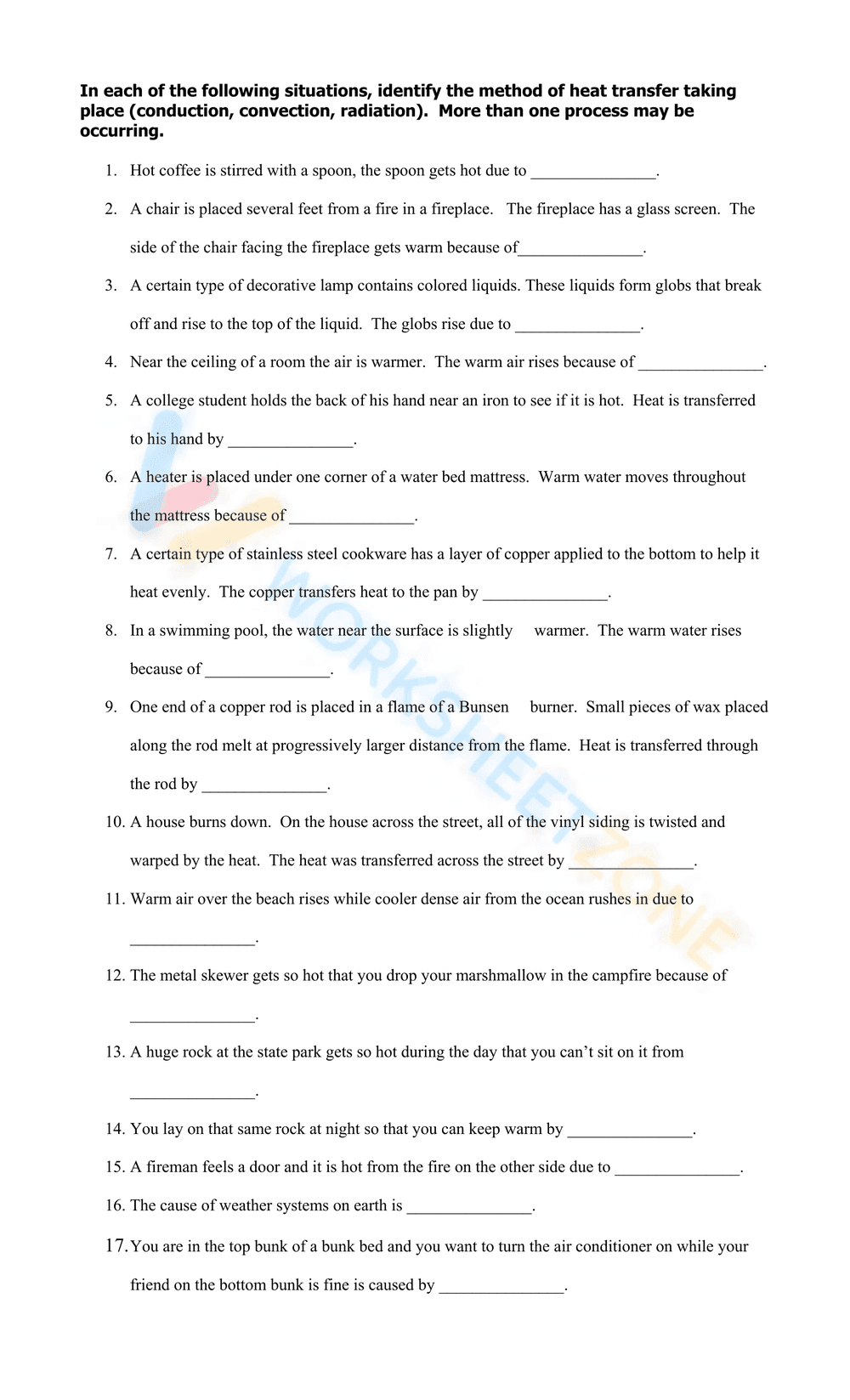 Worksheet: Methods of Heat Transfer - Page 2