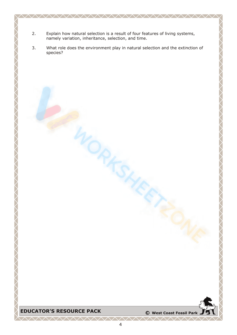 Worksheet: The theory of natural selection - Page 4