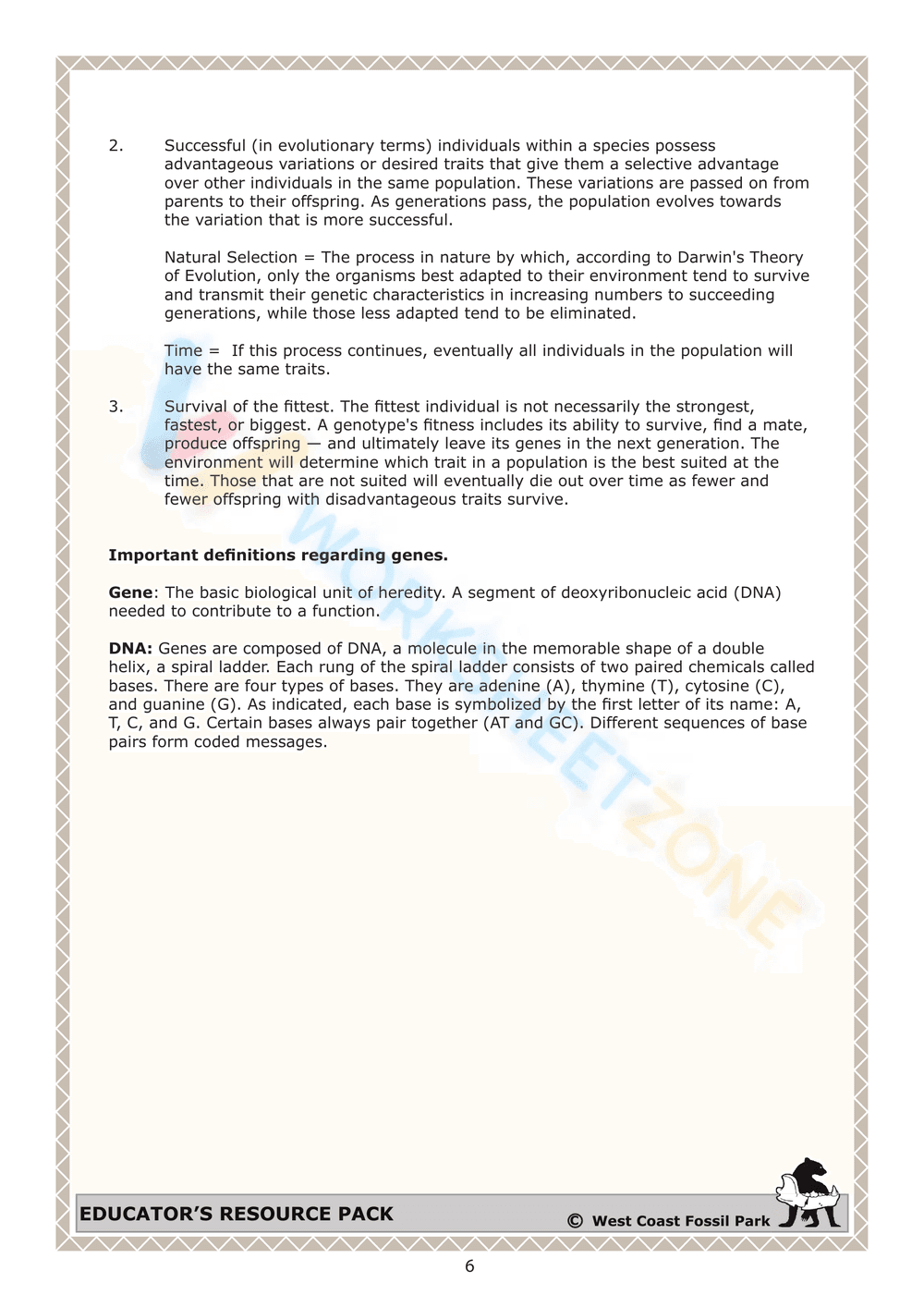 Worksheet: The theory of natural selection - Page 6