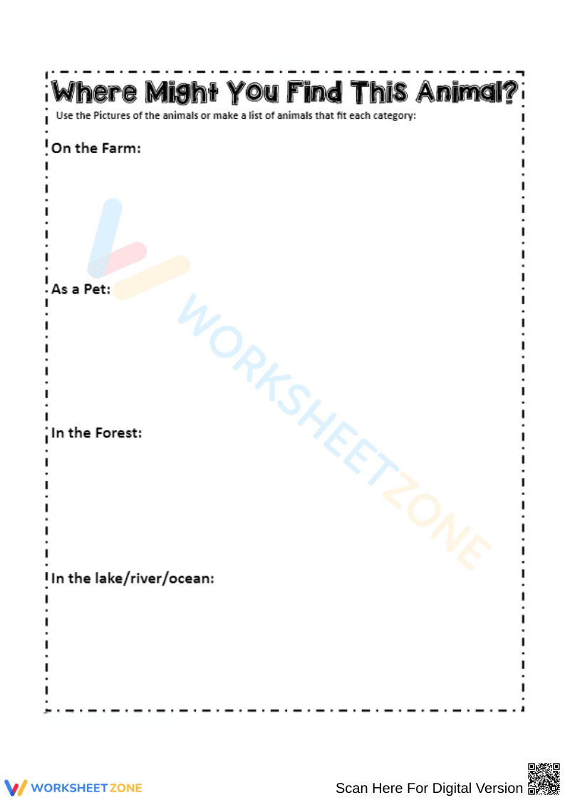 Animal Habitats Worksheet - Identify Where Animals Live - Page 1