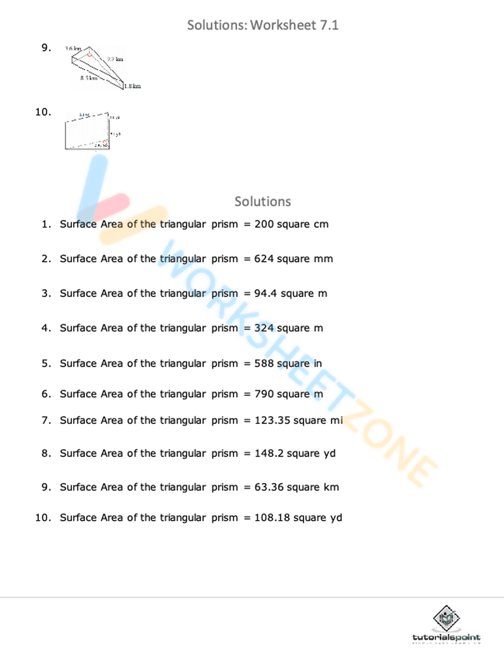 Surface Area of Triangular Prism - Page 2