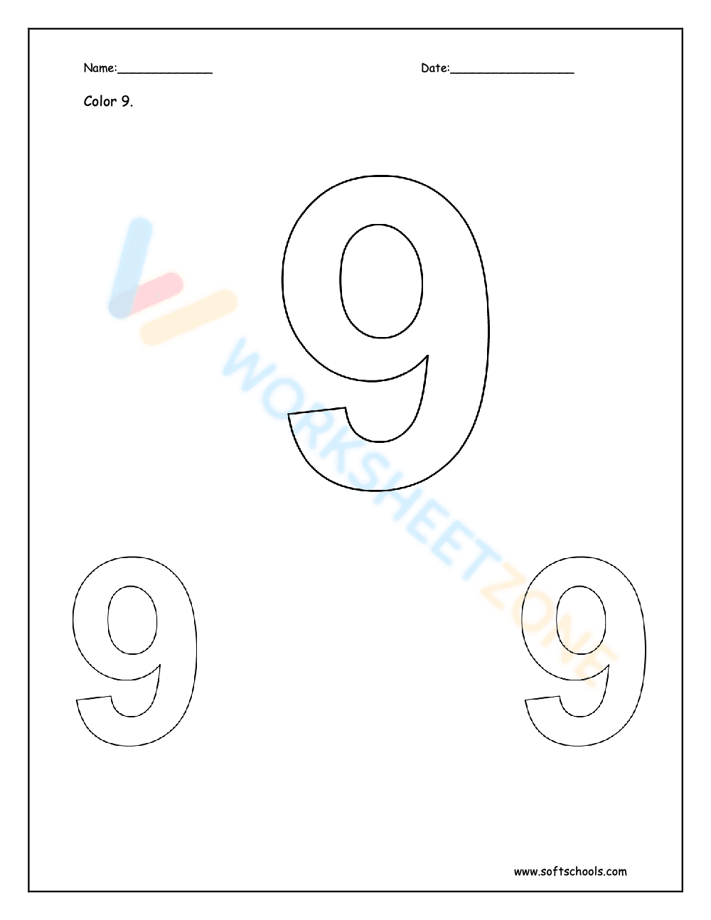 Number 9 worksheet 2 - Page 1