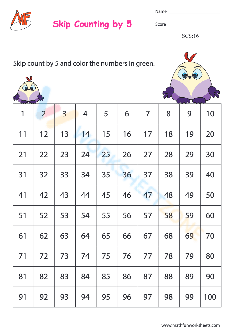 Skip counting by 5 worksheet 4 - Page 1