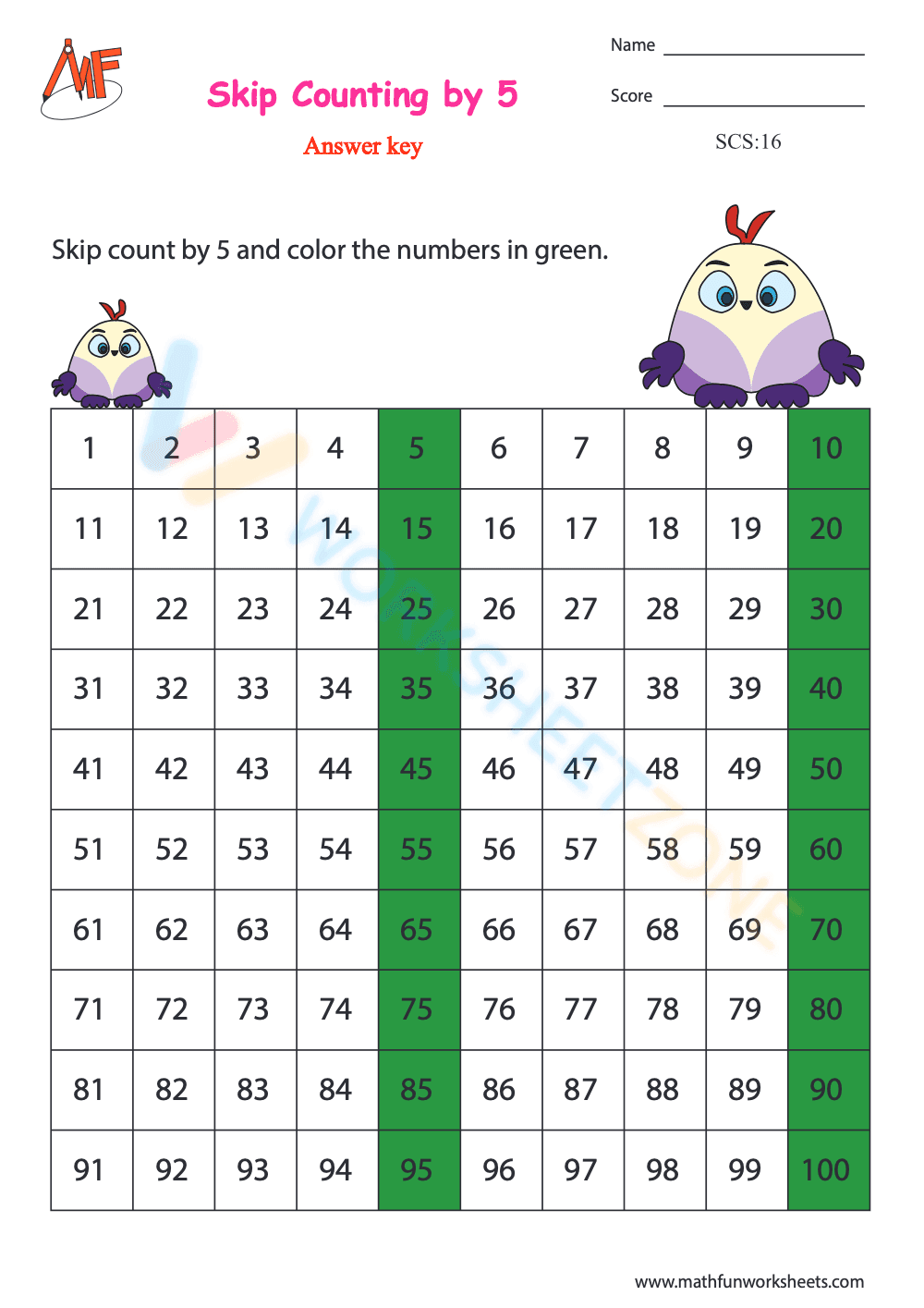 Skip counting by 5 worksheet 4 - Page 2