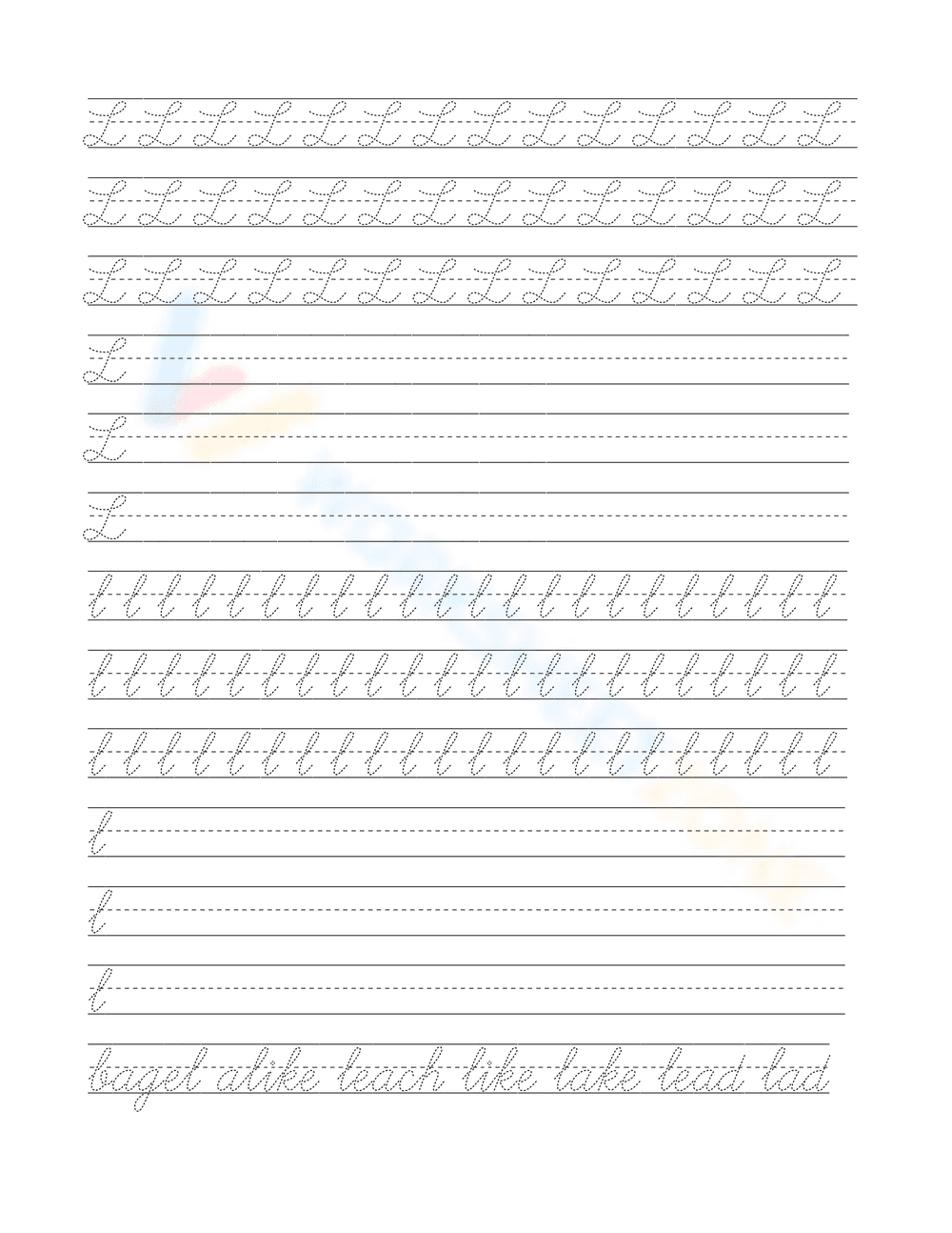 Tracing Alphabet Cursive Letters Sheets - Page 11