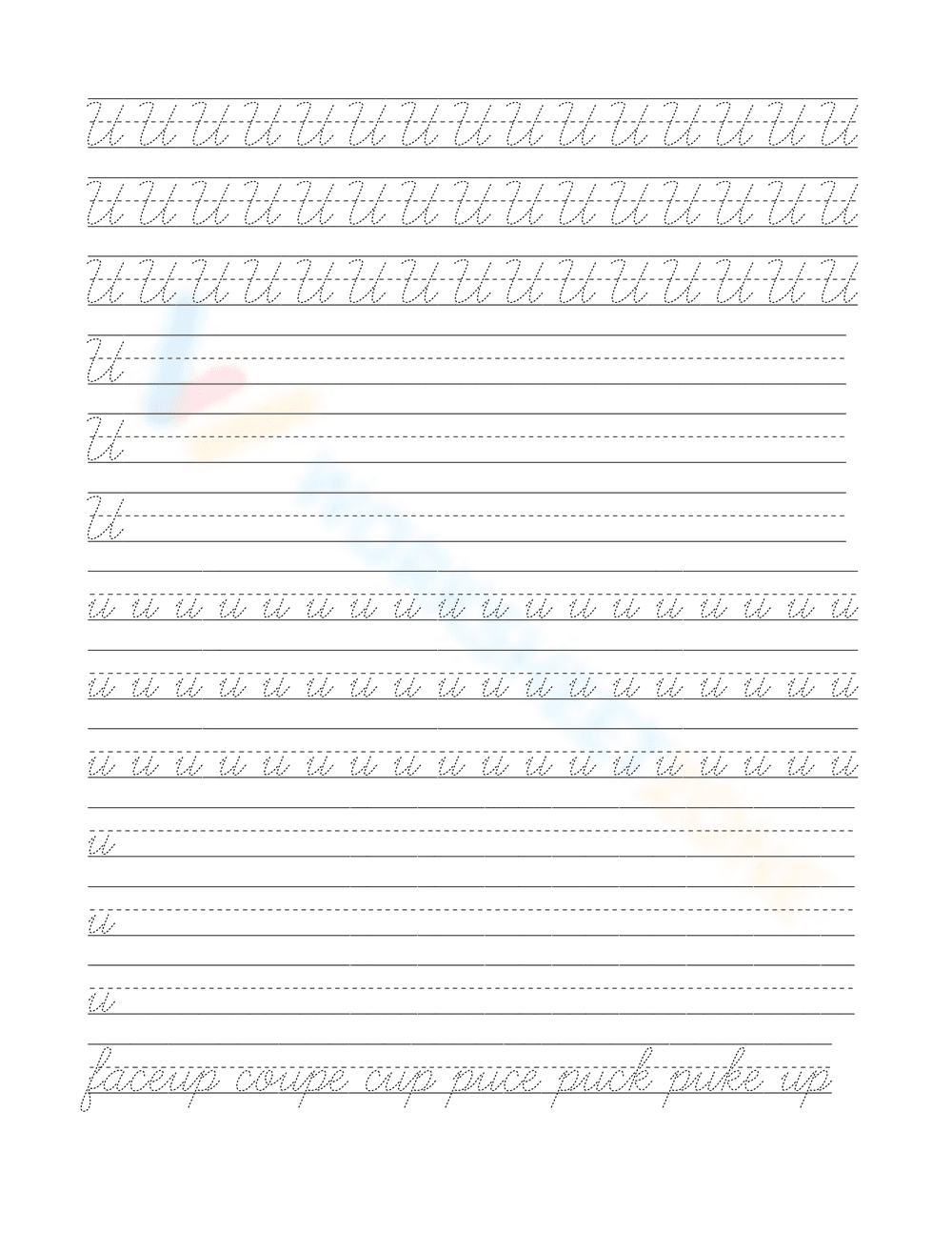 Tracing Alphabet Cursive Letters Sheets - Page 20