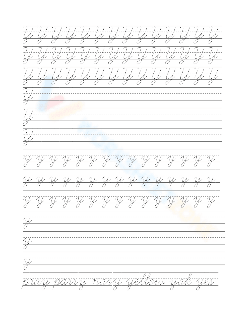 Tracing Alphabet Cursive Letters Sheets - Page 24