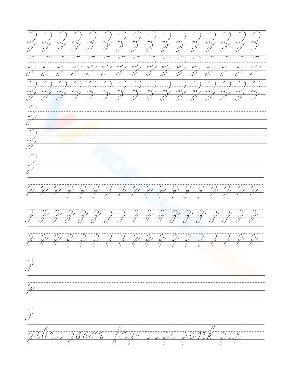 Tracing Alphabet Cursive Letters Sheets - Page 25