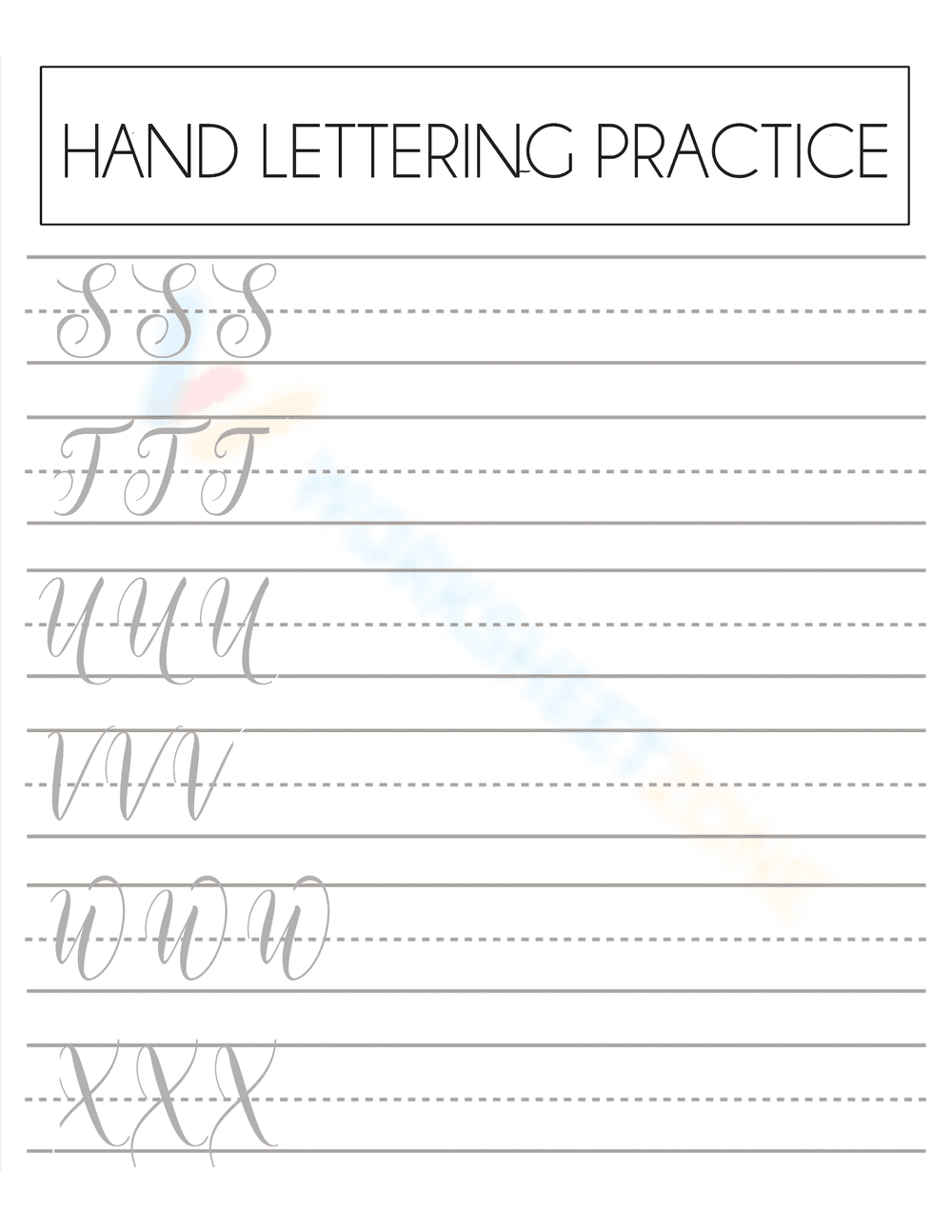 Hand Lettering Alphabet Practice Worksheets - Page 3