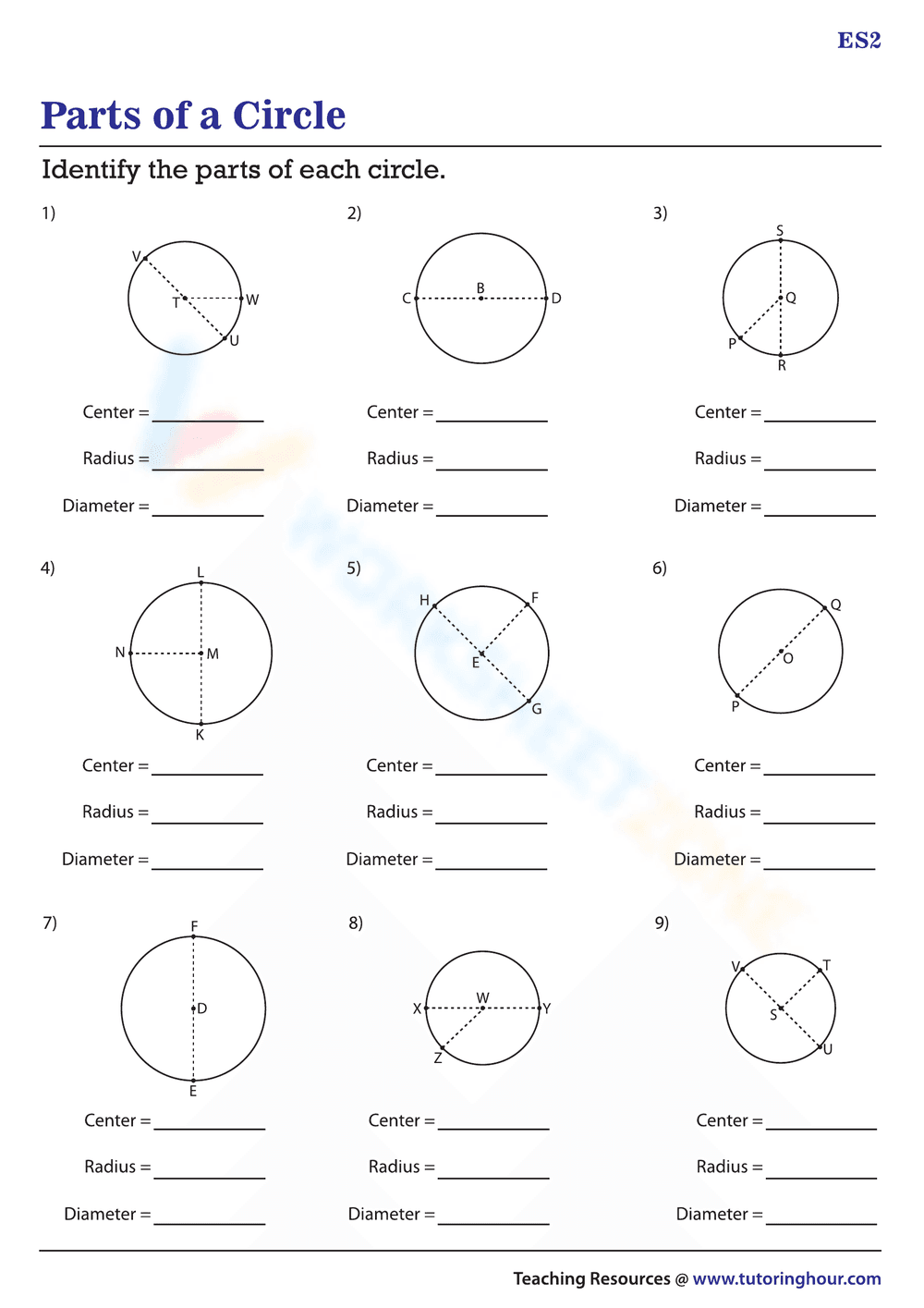 Naming Circle Parts: Geometry Basics - Page 1