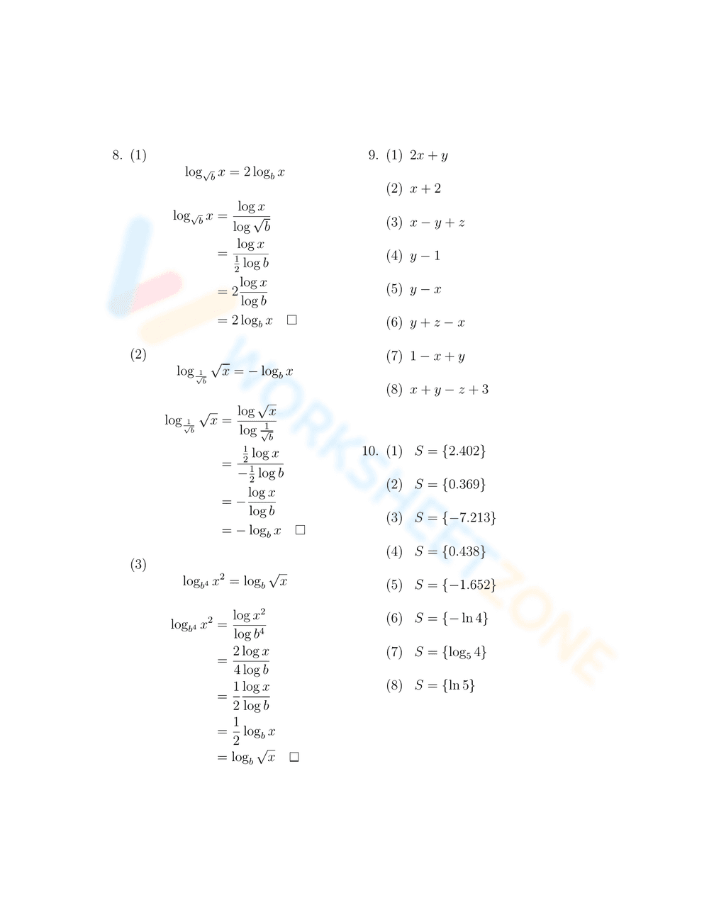 Exploring Logarithmic Function: Practice Problems - Page 7