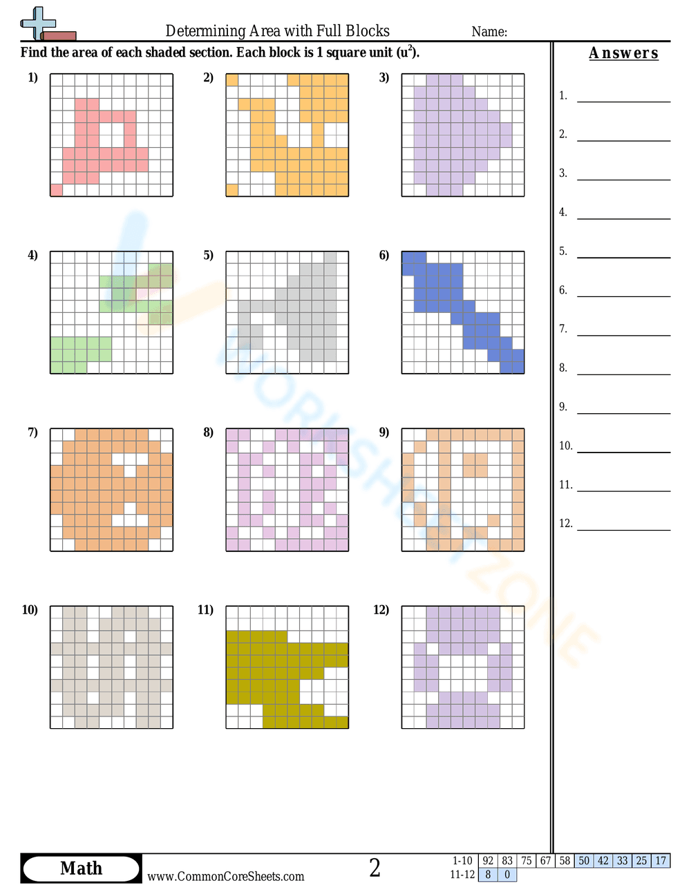 Determining Area Practice Worksheet - Page 1