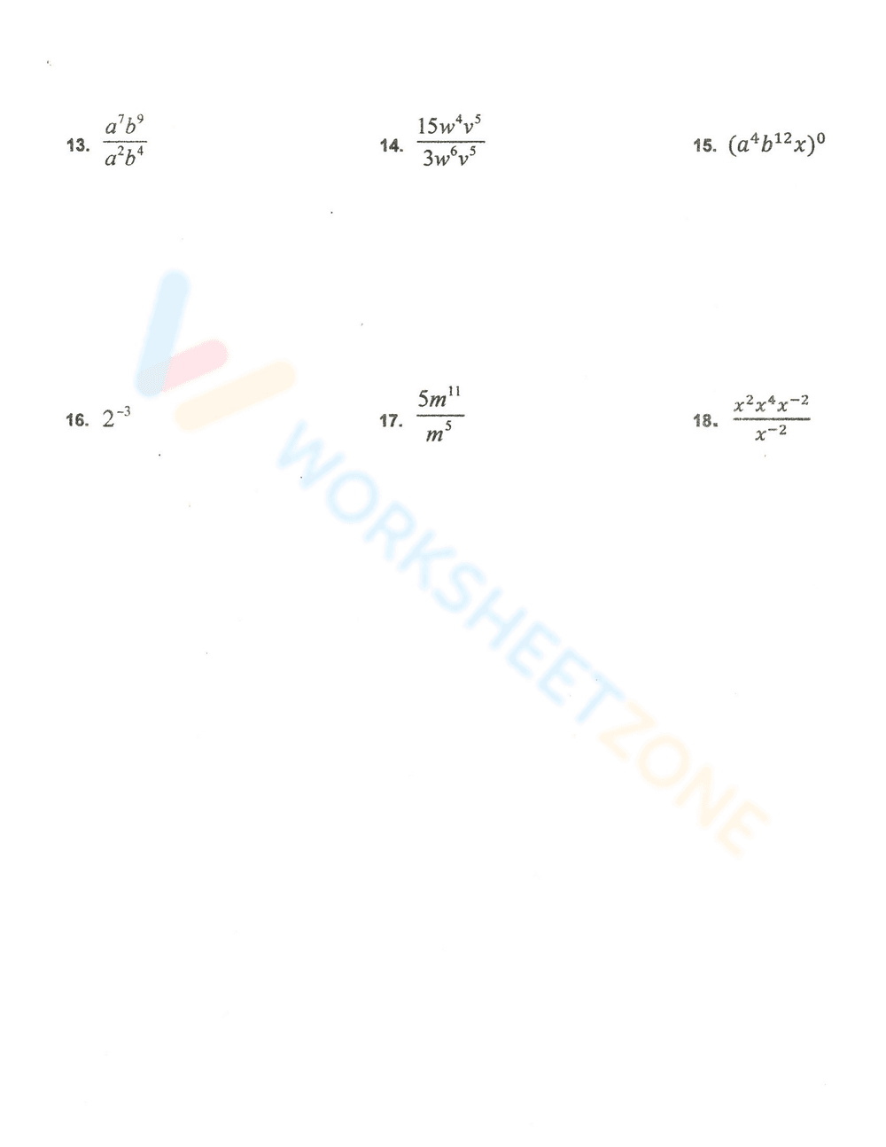 Exponent Rule Review Worksheet - Page 2