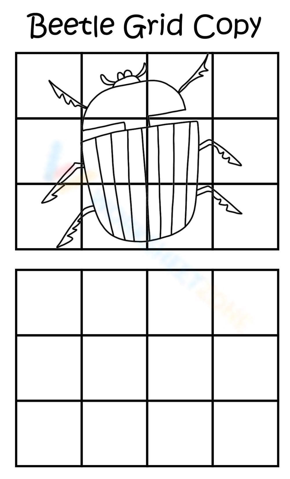 Beetle Drawing Worksheet | Bug Grid Copy - Page 1