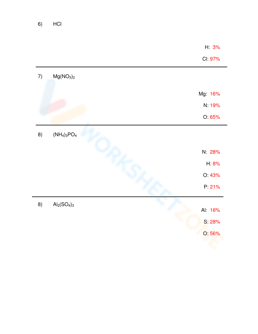 Percent Composition Worksheet - Page 4