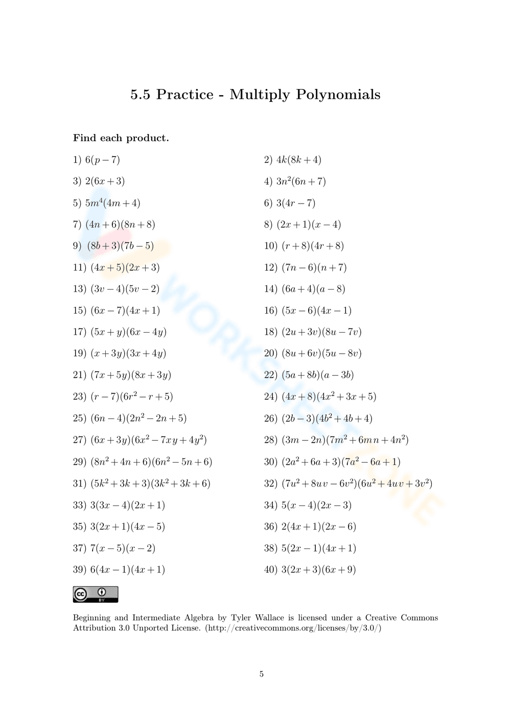 Updated Polynomials: Multiplying Polynomials Practice - Page 5