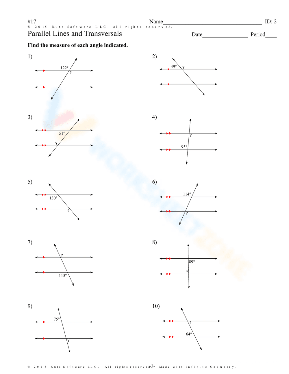 Parallel Lines and Transversals: Geometry Practice - Page 3