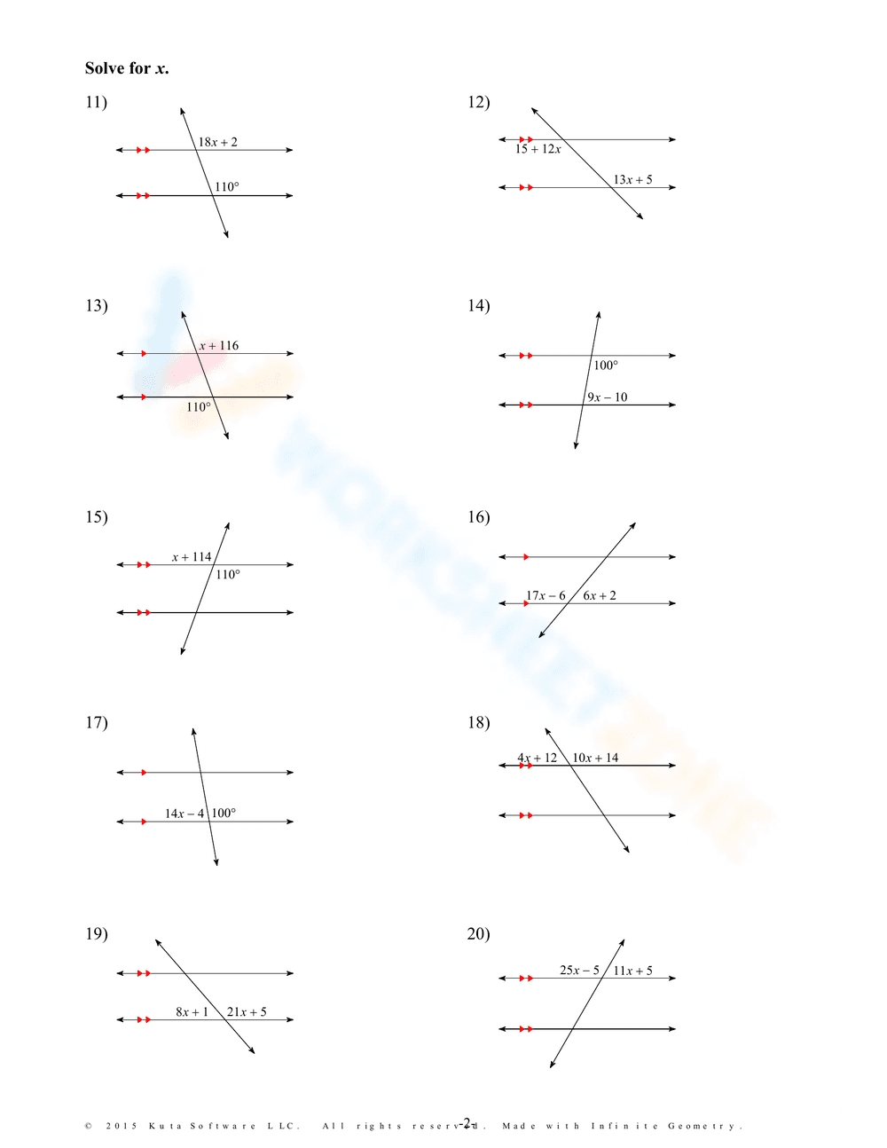 Parallel Lines and Transversals: Geometry Practice - Page 7