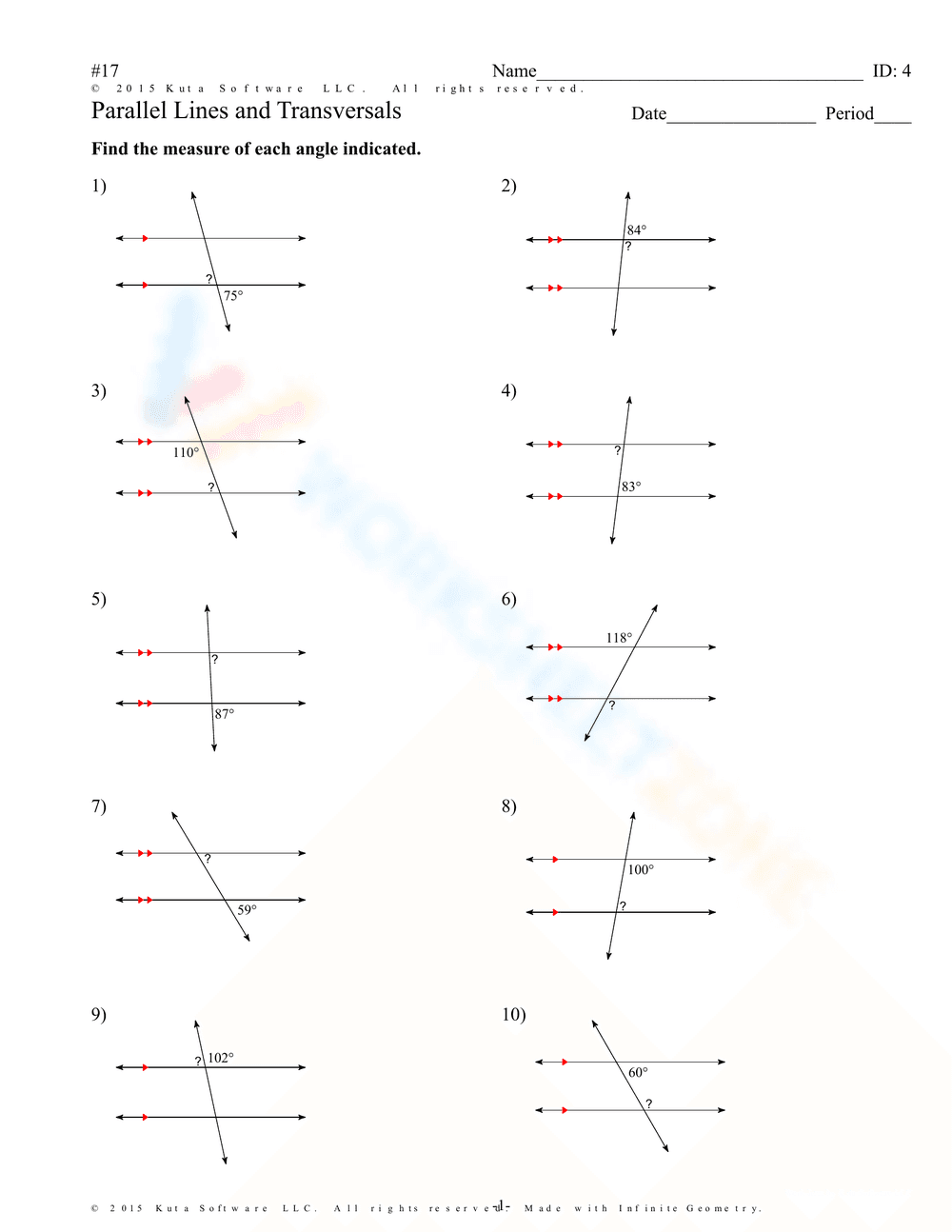 Parallel Lines and Transversals: Geometry Practice - Page 9
