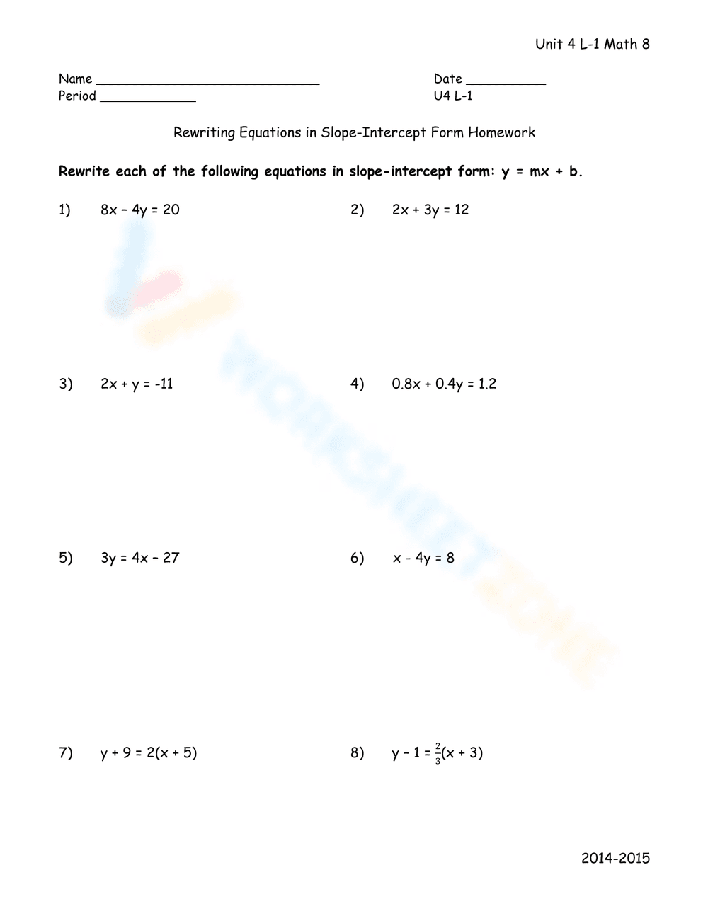 Solving for Y - Page 3