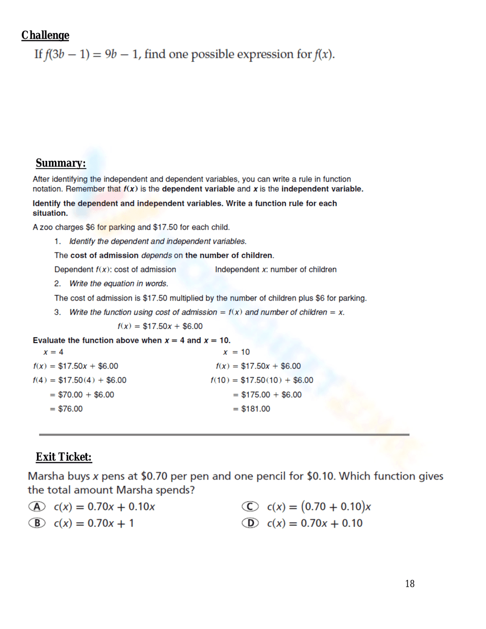 Practice Function Concepts - Page 19
