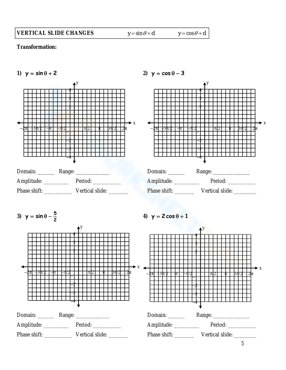 Graphing & Writing Sine and Cosine Functions - Page 4
