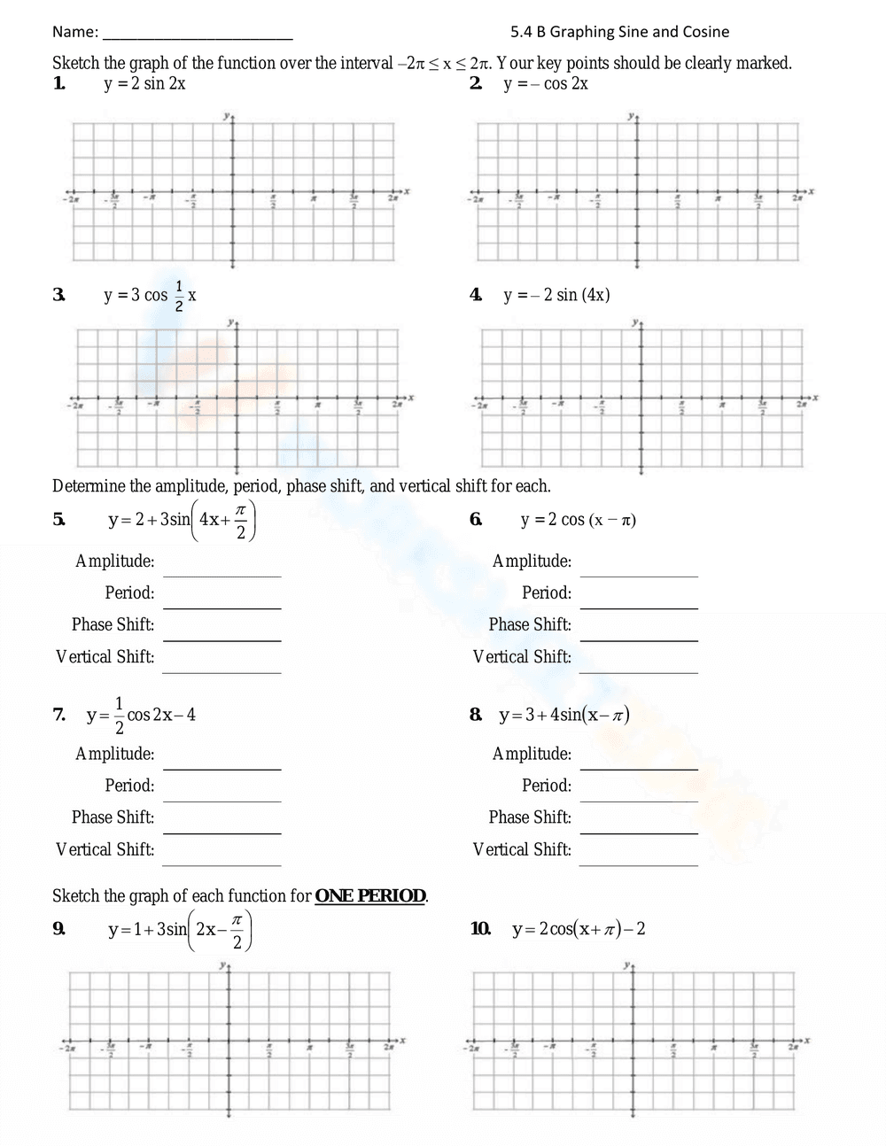 Graphing Sine and Cosine - Page 1