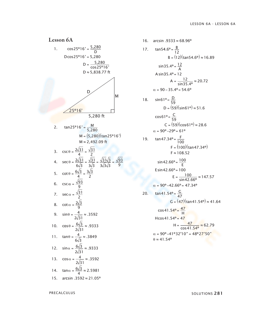 Trigonometry Word Problems: Elevation & Depression - Page 17