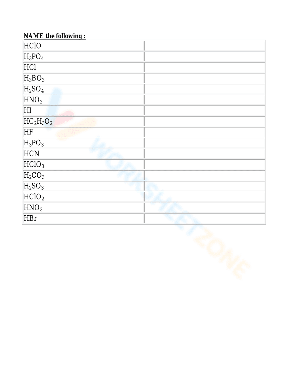 Practice: Names & Formulas of Acids - Page 2