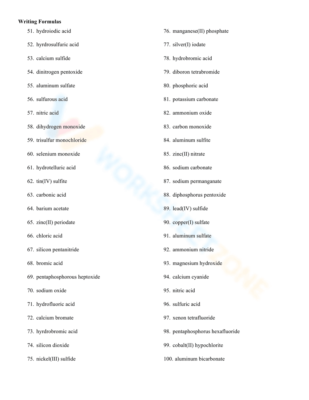 Practice Naming Acids - Page 2