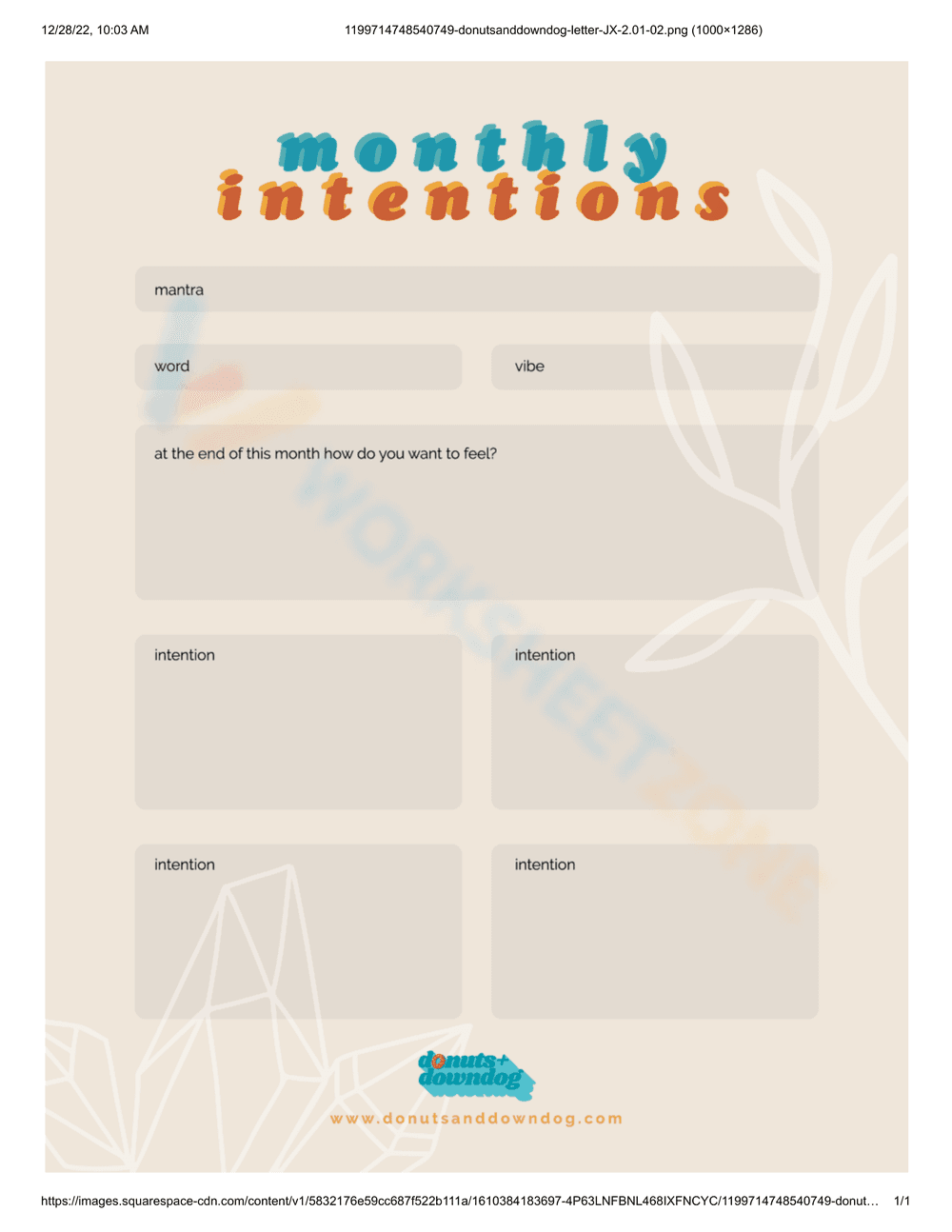 Monthly Intention Setting Focus - Page 1