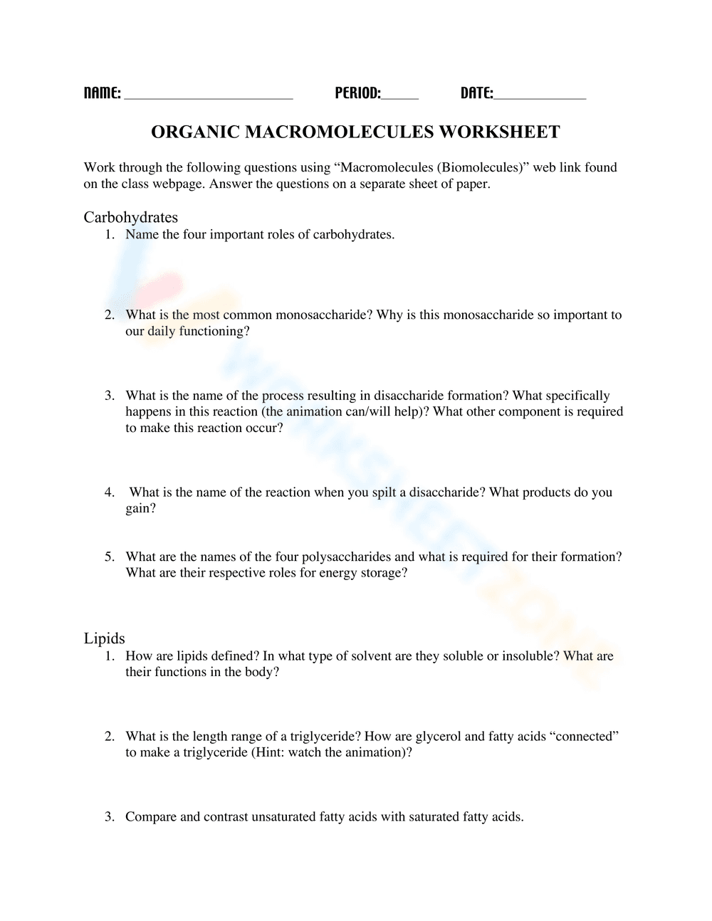 Explore Organic Macromolecules - Page 1