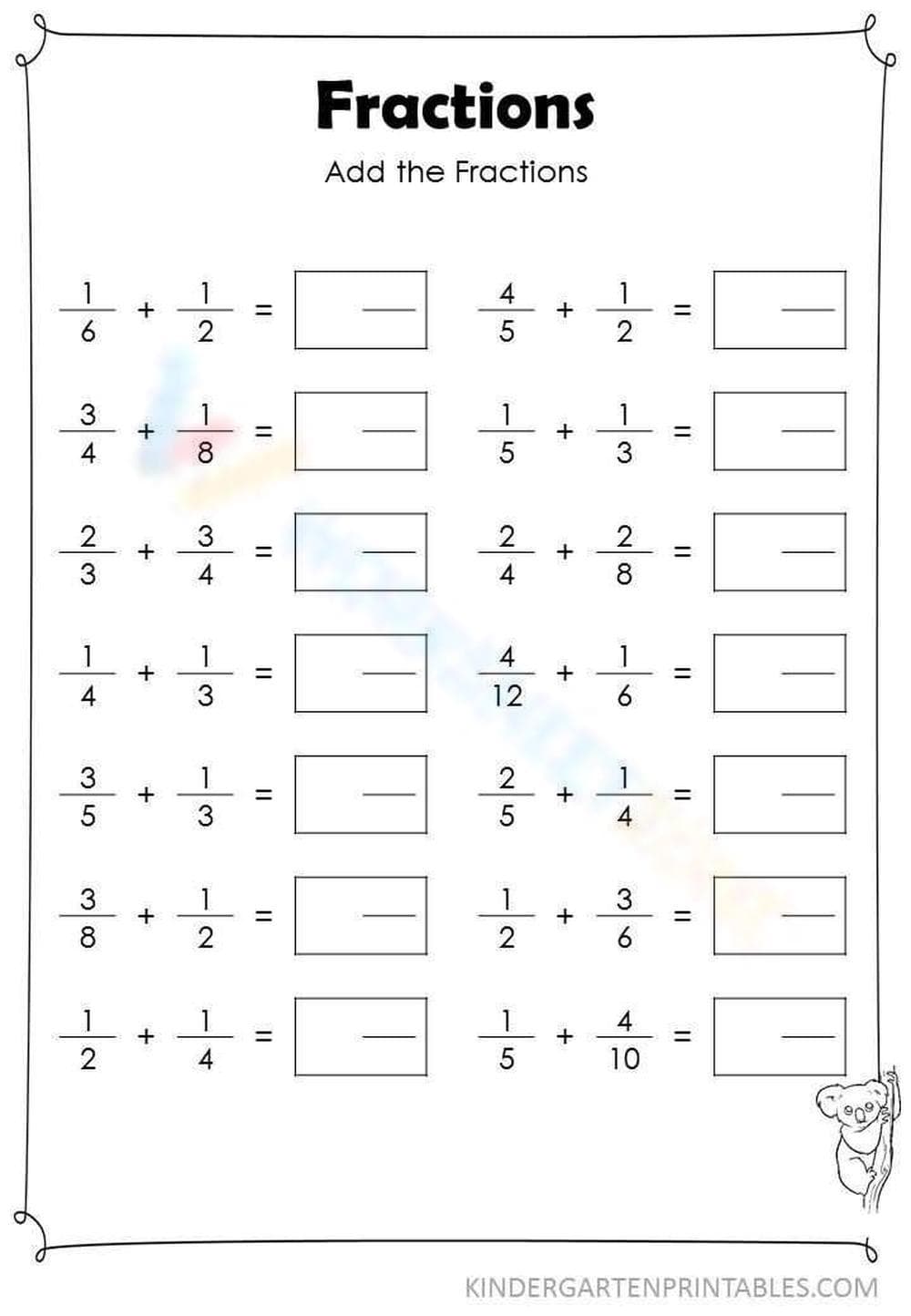 Add Fractions with Different Denominators - Page 1