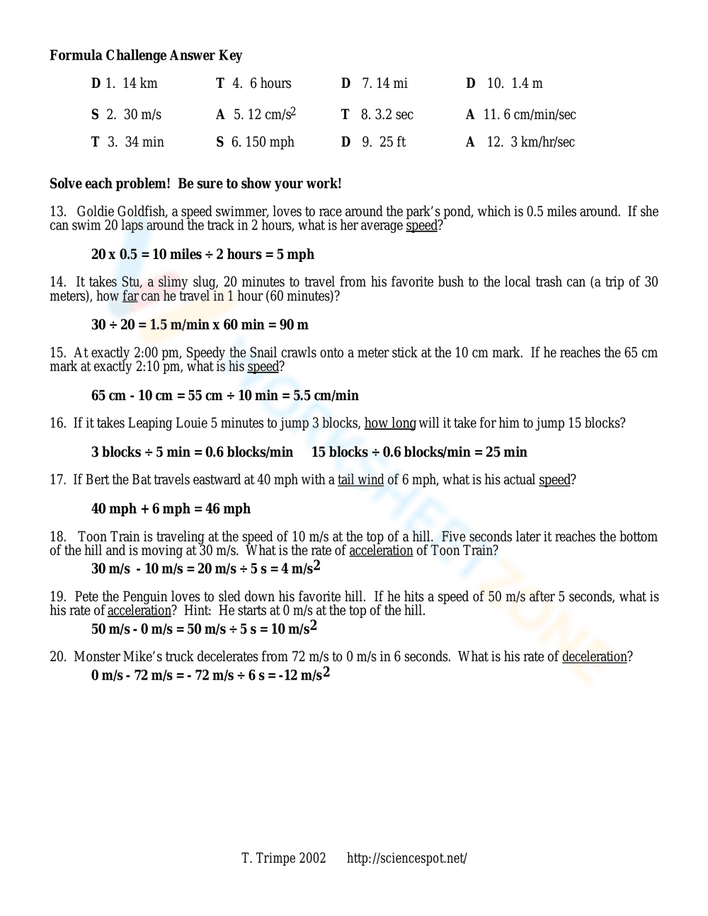 Acceleration Practice Worksheet - Page 2