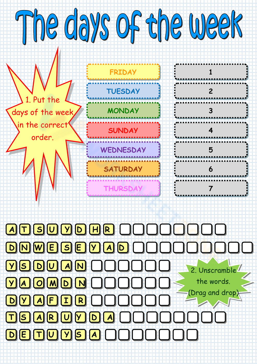 The days of the week - Page 1